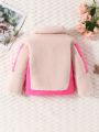 Toddler Girls' Colorblock Five-pointed Star Pattern Hooded Jacket
