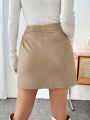 SHEIN Qutie High Waist PU Leather Skirt