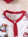 Baby Boy 2pcs Christmas Print Button Front Jumpsuit