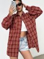 Women's Checkered Button Down Blouse