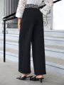 EMERY ROSE Houndstooth Panel Zipper Front Wide Leg Pants