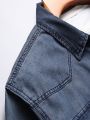 Extended Sizes Men Plus Flap Pocket Denim Shirt Without Tee
