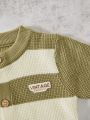 Baby Boy Two Tone Letter Patched Detail Cardigan