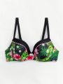 SHEIN Swim Vcay Tropical Print Underwire Bikini Top