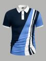Manfinity Homme Men's Color Block Striped Short Sleeve Polo Shirt