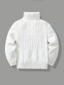 SHEIN Young Boy Turtleneck Cable Knit Sweater