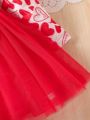 Infant Girls' Long Sleeve Heart Printed Dress With Headband