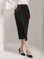 SHEIN Modely Women'S Elegant Black Skirt