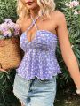 SHEIN WYWH Vacation Style Slim Fit Halter Neck Women'S Vest