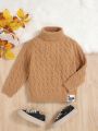 SHEIN Kids QTFun Girls' Cute Slim Fit Turtleneck Pullover Sweater With Long Sleeves