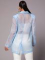 Storm Apparel Sheer Organza Lapel Button Blazer