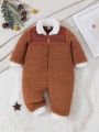 Baby Furry Long Sleeve Boys Zipper Jumpsuit New Autumn And Winter Style