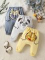 Infant Boys' Thick And Warm Zoo Animals Patterned Pants For Autumn And Winter