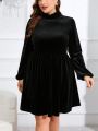 SHEIN Privé Plus Size High Neck Lantern Sleeve Dress