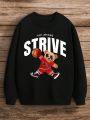 Tween Boy Bear & Letter Graphic Thermal Lined Sweatshirt