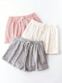 SHEIN SXY Plus Size Women's Solid Color Drawstring Plush Shorts