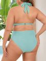 SHEIN Swim Vcay Plus Size Women'S Halter Neck Swimsuit Set