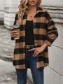 Plaid Print Drop Shoulder Coat