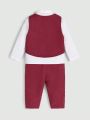 SHEIN Baby Boy Lapel Neck Blazer &Suit Pants & Bow Front Shirt & Waistcoat