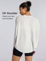 GLOWMODE Modal Reset Restore Off-Shoulder Long Sleeve Tee With Thumbhole Daily Lounge