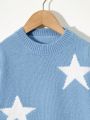 SHEIN Kids EVRYDAY Young Girl'S Star Design Sweater Pullover