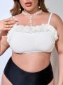 SHEIN Swim Chicsea Plus Size 3d Flower Decor Textured Bikini Top