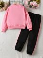 Tween Girls' Bow Decorated Sweatshirt And Joggers Two Pieces Set