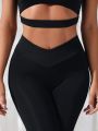 Yoga Basic Solid Tummy Control Sports Leggings