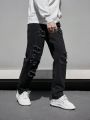 Manfinity Homme Men's Straight Jeans With Grinding And Distressed Detail