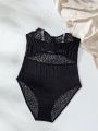 Floral Lace Cut Out Bandeau Teddy Bodysuit