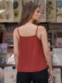 SHEIN Frenchy Women's Solid Colored Tank Top With Ruffle Hem And Button Detail