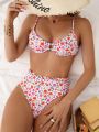 SHEIN Swim Mod Women's Split Swimsuit Set With Random Floral Print, Perfect For Summer Holiday And Beach Fun New Year