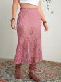 ROMWE PUNK Plus Size Women'S Lace Mermaid Hem Skirt