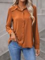 SHEIN LUNE Solid Button Front Shirt