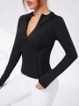 Yoga Basic Slim Fit Yoga Workout Jacket, Bodycon