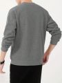 Men's Plus Size Fleece Embroidered Letter Pullover Sweatshirt