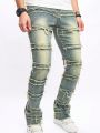 Men Washed Frayed Skinny Jeans