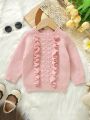 Baby Girl Ruffle Trim Raglan Sleeve Sweater