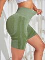 Yoga Basic Wideband Waist Top-stitching Sports Shorts