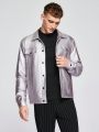 SHEIN Men Flap Detail Button Up Leather Look Jacket