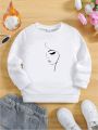 Little Girl's Printed Warm Lined Pullover Sweatshirt