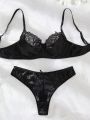 Women'S Lace Trimmed Butterfly Decorated Lingerie Set