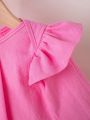 Baby Girls' Solid Color Long Sleeve Ruffle Trim Pleated Dress