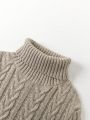 Men Turtleneck Cable Knit Sweater