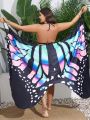 SHEIN Swim Vcay Women'S Plus Size Butterfly Printed Kimono Dress