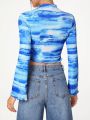 GALLERY  K Tie-Dye Lettuce Hem Long Sleeve T-Shirt