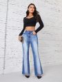 SHEIN Privé Washed Bootcut Denim Trousers