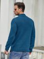 Extended Sizes Men's Plus Size Stand Collar Twisted Knitted Sweater