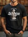 Men'S Slogan And Sculpture Print Crew Neck T-Shirt