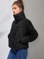 Slant Pocket Drop Shoulder Puffer Coat